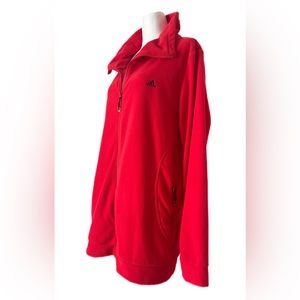 Adidas Unisex Red Fleece Zip Up Jacket